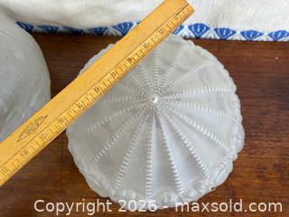 MaxSold Auction: Vintage Frosted Glass Lamp Shades Floral & Rose Pattern Art Deco / Nouveau Pair - Hamilton (Ontario, Canada) SELLER MANAGED Estate Sale Online Auction - Gertrude Street