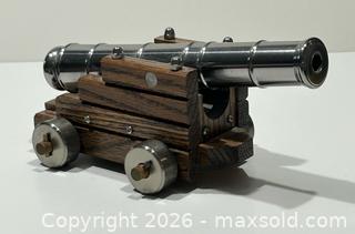 MaxSold Auction: Handcrafted Stainless Steel Cannon on Wooden Carriage - Burlington (Ontario, Canada) SELLER MANAGED Estate Sale Online Auction - Fairview Street (STORAGE)