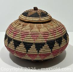 MaxSold Auction: Large Vintage Traditional African Handwoven Zulu Lidded Basket c/w COA - Burlington (Ontario, Canada) SELLER MANAGED Estate Sale Online Auction - Fairview Street (STORAGE)