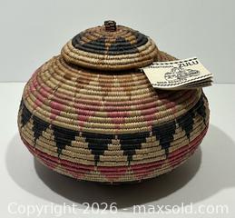 MaxSold Auction: Large Vintage Traditional African Handwoven Zulu Lidded Basket c/w COA - Burlington (Ontario, Canada) SELLER MANAGED Estate Sale Online Auction - Fairview Street (STORAGE)