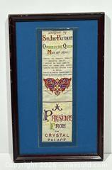 MaxSold Auction: May 10th, 1854, Framed Silk Souvenir Ribbon from The Crystal Palace  - Burlington (Ontario, Canada) SELLER MANAGED Estate Sale Online Auction - Fairview Street (STORAGE)