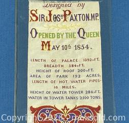 MaxSold Auction: May 10th, 1854, Framed Silk Souvenir Ribbon from The Crystal Palace  - Burlington (Ontario, Canada) SELLER MANAGED Estate Sale Online Auction - Fairview Street (STORAGE)