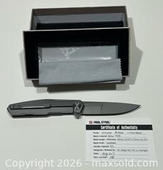 MaxSold Auction: Real Steel S3 Puukko Flipper Designed by Ostap Hel and Li, Huangao c/w COA  - Burlington (Ontario, Canada) SELLER MANAGED Estate Sale Online Auction - Fairview Street (STORAGE)