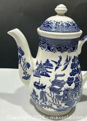 MaxSold Auction: Vintage Churchill England Blue Willow Coffee Pot c/w Coffee Mugs & Saucers X 4 - Burlington (Ontario, Canada) SELLER MANAGED Estate Sale Online Auction - Fairview Street (STORAGE)