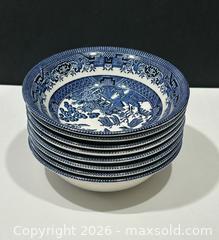 MaxSold Auction: Vintage Churchill England Blue Willow Desert/Fruit Bowls x 8 - Burlington (Ontario, Canada) SELLER MANAGED Estate Sale Online Auction - Fairview Street (STORAGE)
