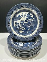 MaxSold Auction: Vintage Churchill England Blue Willow Dinner Plates x 12 - Burlington (Ontario, Canada) SELLER MANAGED Estate Sale Online Auction - Fairview Street (STORAGE)