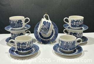 MaxSold Auction: Vintage Churchill England Blue Willow Teacups & Saucers × 7 - Burlington (Ontario, Canada) SELLER MANAGED Estate Sale Online Auction - Fairview Street (STORAGE)