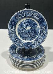 MaxSold Auction: Vintage Woods & Sons England Woodland Blue Bread & Butter Plates x 8 - Burlington (Ontario, Canada) SELLER MANAGED Estate Sale Online Auction - Fairview Street (STORAGE)