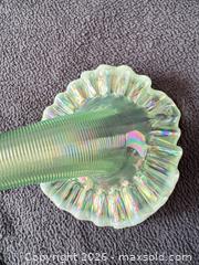 MaxSold Auction: Fenton 95th Anniversary Carnival Glass Green Mist Epergerne Horns ONLY - Bremerton (Washington, USA) SELLER MANAGED Estate Sale Online Auction - Burwell Street