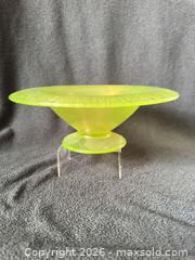 MaxSold Auction: Fenton Vaseline Stretch/Carnival Glass Pedestal Bowl - Bremerton (Washington, USA) SELLER MANAGED Estate Sale Online Auction - Burwell Street