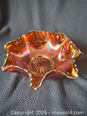 MaxSold Auction: Imperial Marigold Colonial Variant/Flute #393 Carnival Glass Bowl #1 - Bremerton (Washington, USA) SELLER MANAGED Estate Sale Online Auction - Burwell Street