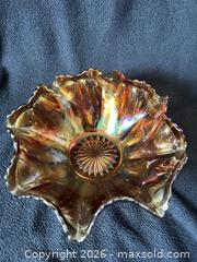 MaxSold Auction: Imperial Marigold Colonial Variant/Flute #393 Carnival Glass Bowl #2 - Bremerton (Washington, USA) SELLER MANAGED Estate Sale Online Auction - Burwell Street
