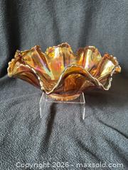 MaxSold Auction: Imperial Marigold Colonial Variant/Flute #393 Carnival Glass Bowl #2 - Bremerton (Washington, USA) SELLER MANAGED Estate Sale Online Auction - Burwell Street