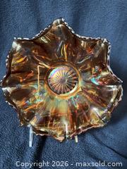 MaxSold Auction: Imperial Marigold Colonial Variant/Flute #393 Carnival Glass Bowl #2 - Bremerton (Washington, USA) SELLER MANAGED Estate Sale Online Auction - Burwell Street