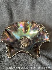 MaxSold Auction: Imperial Smoke Colonial Variant/Flute #393 Carnival Glass Bowl - Bremerton (Washington, USA) SELLER MANAGED Estate Sale Online Auction - Burwell Street
