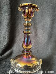 MaxSold Auction: Imperial Smoke Double Scroll Carnival Glass Candle Holders (Pair) - Bremerton (Washington, USA) SELLER MANAGED Estate Sale Online Auction - Burwell Street