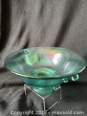 MaxSold Auction: Imperial Teal Double Scroll Stretch/Carnival Glass Console Bowl - Bremerton (Washington, USA) SELLER MANAGED Estate Sale Online Auction - Burwell Street