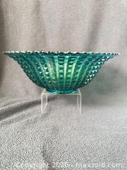 MaxSold Auction: Imperial Teal Waffle Block/Monticello Carnival Glass Punch Bowl #1 - Bremerton (Washington, USA) SELLER MANAGED Estate Sale Online Auction - Burwell Street