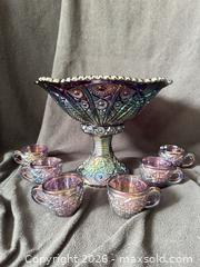MaxSold Auction: Indiana Glass Amethyst Heirloom Carnival Glass Punch Set - Bremerton (Washington, USA) SELLER MANAGED Estate Sale Online Auction - Burwell Street
