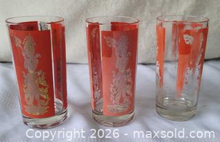 MaxSold Auction: (3)Vintage barware glasses identified as Culver red + gold "Siam" or "Thai Goddess"  - Ottawa (Ontario, Canada) SELLER MANAGED Downsizing Online Auction -  Woodpark Way