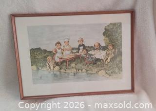 MaxSold Auction: Framed Vintage Print titled "Fish Dinner" by Swedish artist Robert Högfeldt  Collectible  - Ottawa (Ontario, Canada) SELLER MANAGED Downsizing Online Auction -  Woodpark Way