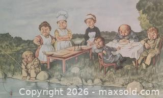 MaxSold Auction: Framed Vintage Print titled "Fish Dinner" by Swedish artist Robert Högfeldt  Collectible  - Ottawa (Ontario, Canada) SELLER MANAGED Downsizing Online Auction -  Woodpark Way