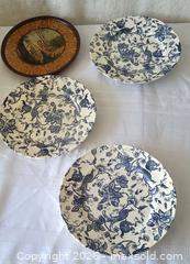 MaxSold Auction: One (1) Russian lacquer miniature plate + (3) Vintage Ravensdale Pottery plate - Ottawa (Ontario, Canada) SELLER MANAGED Downsizing Online Auction -  Woodpark Way