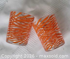 MaxSold Auction: Pair of Highly Collectibles Vintage Orange Swirl Juice Glasses  - Ottawa (Ontario, Canada) SELLER MANAGED Downsizing Online Auction -  Woodpark Way
