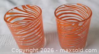 MaxSold Auction: Pair of Highly Collectibles Vintage Orange Swirl Juice Glasses  - Ottawa (Ontario, Canada) SELLER MANAGED Downsizing Online Auction -  Woodpark Way