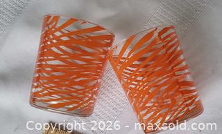 MaxSold Auction: Pair of Highly Collectibles Vintage Orange Swirl Juice Glasses  - Ottawa (Ontario, Canada) SELLER MANAGED Downsizing Online Auction -  Woodpark Way