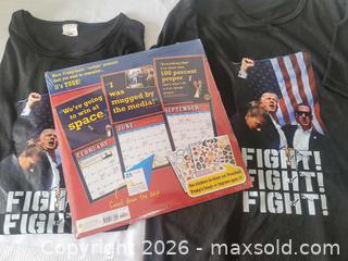 MaxSold Auction: Two (2) Donald J Trump T-Shirts & Parody Calender - Ottawa (Ontario, Canada) SELLER MANAGED Downsizing Online Auction -  Woodpark Way