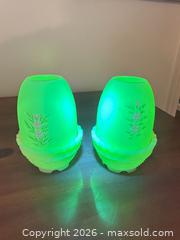 MaxSold Auction: Fenton Pair of Pale Yellow Milk Glass Candlestick Holders with Floral Design - Bealeton (Virginia, USA) SELLER MANAGED Estate Sale Online Auction - Marsh Road