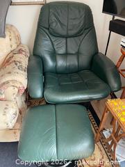 MaxSold Auction: Green leather chair with matching stool - Ottawa (Ontario, Canada) SELLER MANAGED Downsizing Online Auction -  Barrow Crescent