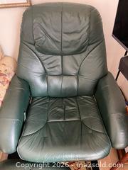 MaxSold Auction: Green leather chair with matching stool - Ottawa (Ontario, Canada) SELLER MANAGED Downsizing Online Auction -  Barrow Crescent