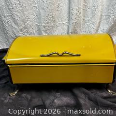 MaxSold Auction: Vintage 1950s Fire King Chafing Dish Set – Single 3qt Server, Yellow Enamel - St. Catharines (Ontario, Canada) SELLER MANAGED Reseller Online Auction - Winfield Court