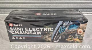 MaxSold Auction: Saker 4in Cordless Mini Electric Chainsaw Blue - Cypress(Texas, USA) PARTNER MANAGED Downsizing Online Auction - Woodworth Drive