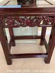 MaxSold Auction: Antique Asian Carved Mahogany Accent Table with Porcelain Figurine - Los Angeles (California, USA) PARTNER MANAGED Downsizing Online Auction - Sapphire Drive