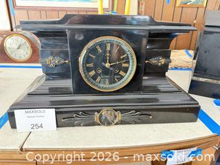 MaxSold Auction: Antique Victorian Black Marble Mantel Clock (Wind-Up) - Los Angeles (California, USA) PARTNER MANAGED Downsizing Online Auction - Sapphire Drive