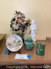 MaxSold Auction: Cloisonné Jars, Porcelain Figurine, Satsuma Plate & Gemstone Arrangement - Los Angeles (California, USA) PARTNER MANAGED Downsizing Online Auction - Sapphire Drive