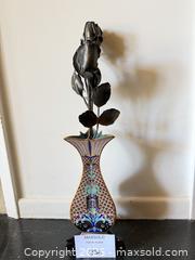 MaxSold Auction: Cloisonné Vase, Crystal Floor Vase, Metal Rose Stems - Los Angeles (California, USA) PARTNER MANAGED Downsizing Online Auction - Sapphire Drive