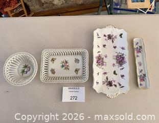 MaxSold Auction:  Hand painted Violet Floral & Butterfly Set, 4 pcs - Los Angeles (California, USA) PARTNER MANAGED Downsizing Online Auction - Sapphire Drive