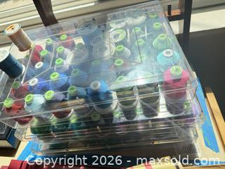 MaxSold Auction: Multicolor Sewing Thread, Beads, Plastic Organizer & Wooden Rack - Los Angeles (California, USA) PARTNER MANAGED Downsizing Online Auction - Sapphire Drive