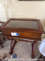 MaxSold Auction: Small Mahogany Wood and Glass Curio Display Cabinet - Los Angeles (California, USA) PARTNER MANAGED Downsizing Online Auction - Sapphire Drive