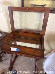 MaxSold Auction: Small Mahogany Wood and Glass Curio Display Cabinet - Los Angeles (California, USA) PARTNER MANAGED Downsizing Online Auction - Sapphire Drive