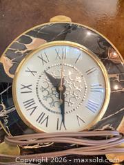 MaxSold Auction: Vintage Mid-Century Black Marble Mantel Clock with Brass Accents - Los Angeles (California, USA) PARTNER MANAGED Downsizing Online Auction - Sapphire Drive