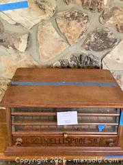 MaxSold Auction: Vintage Wood General Store Style Spool Storage with Drawers - Los Angeles (California, USA) PARTNER MANAGED Downsizing Online Auction - Sapphire Drive