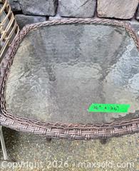 MaxSold Auction: Pair of Brown Wicker Side Tables with Glass Tops & 2 Gray Outdoor Rugs - Saanich (British Columbia, Canada) PARTNER MANAGED Moving Online Auction - Valewood Trail