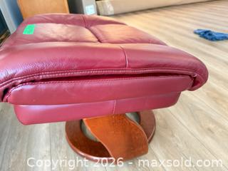 MaxSold Auction: Red/Burgundy Leather Swivel Recliner with Ottoman - Saanich (British Columbia, Canada) PARTNER MANAGED Moving Online Auction - Valewood Trail