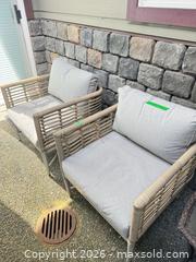 MaxSold Auction: Set of 2 Outdoor Wicker/Rattan Armchairs with Metal Frames - Saanich (British Columbia, Canada) PARTNER MANAGED Moving Online Auction - Valewood Trail