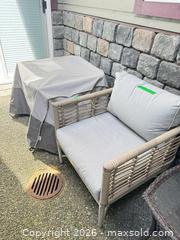MaxSold Auction: Set of 2 Outdoor Wicker/Rattan Armchairs with Metal Frames - Saanich (British Columbia, Canada) PARTNER MANAGED Moving Online Auction - Valewood Trail